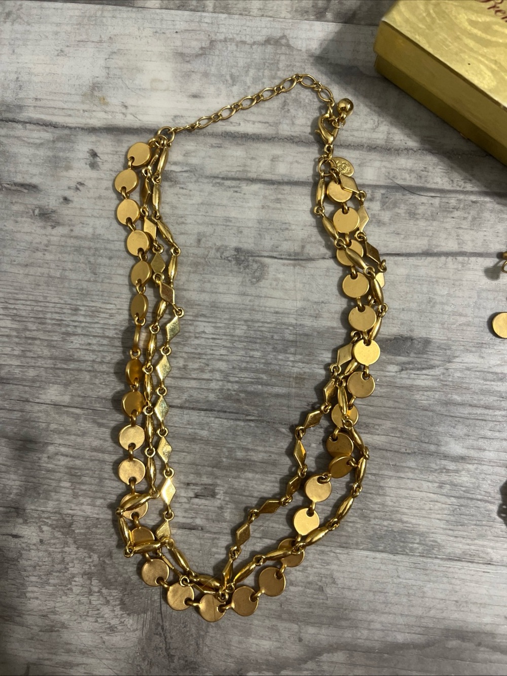 Premier Designs Gold Rush Layered Necklace, Bracelet & Dangle Earrings - Picture 6 of 8